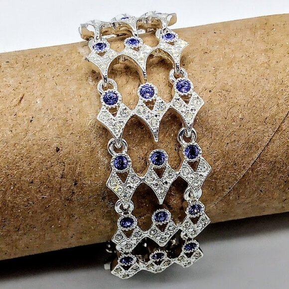 Napier Silver Amethyst Crystal Link Bracelet - Picture 1 of 6